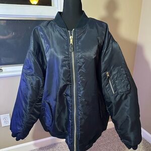 NXP northern explosion Navy Blue Bomber Jacket with gold hardware